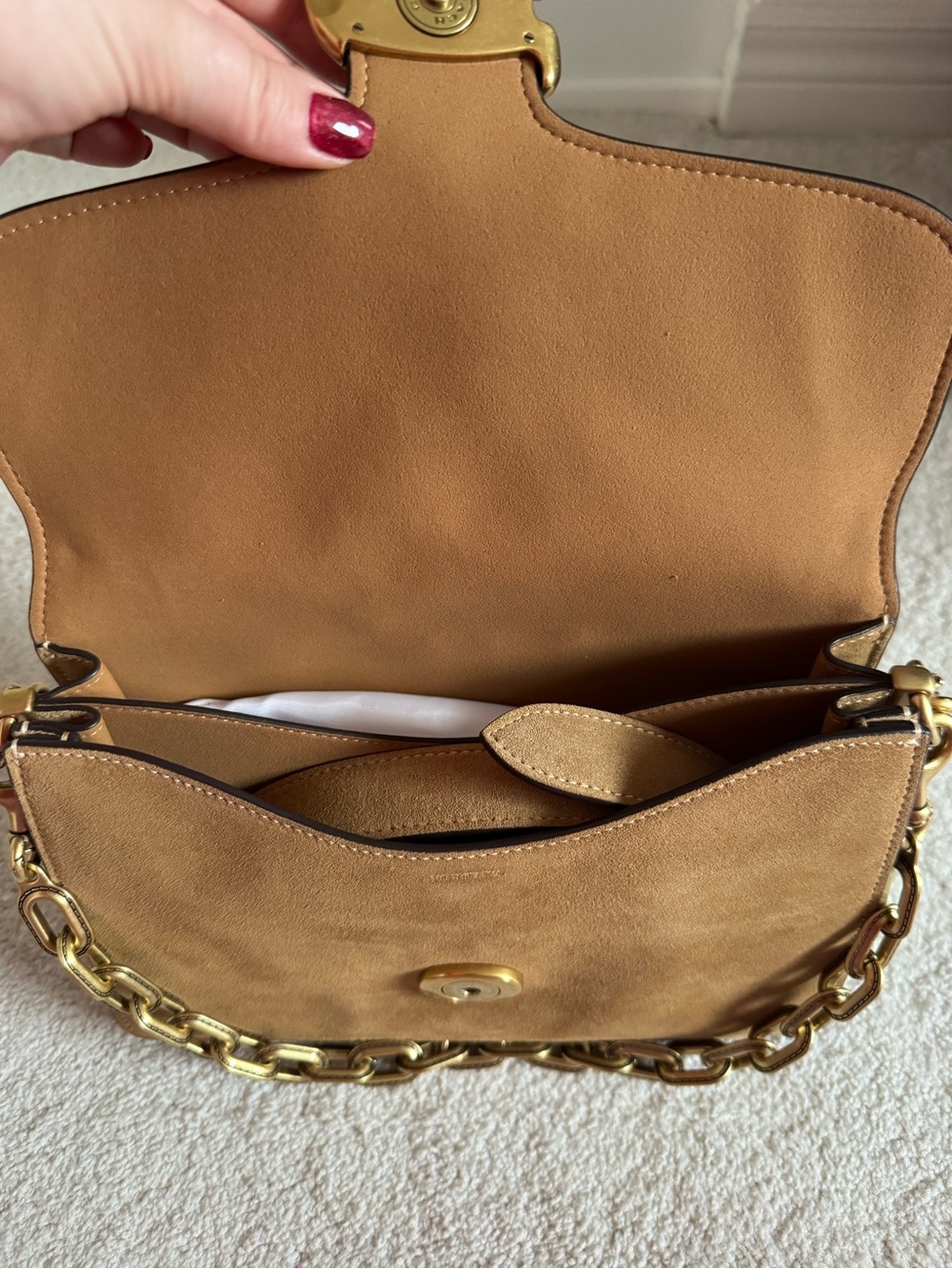 Coach Chain Tabby Shoulder Bag Sand Suede - NWOT - Picture 4 of 8